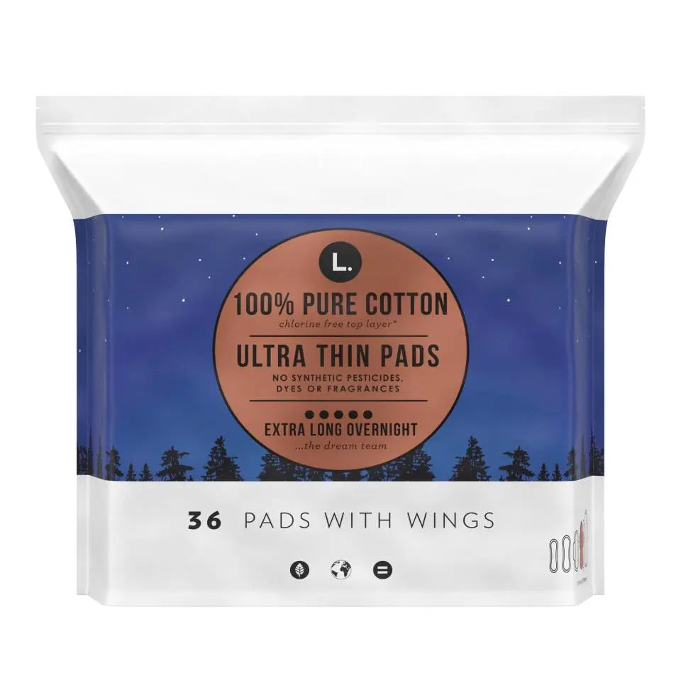 L. Chlorine Free Ultra Thin Pads Overnight Pads With Wings – PURILLEY